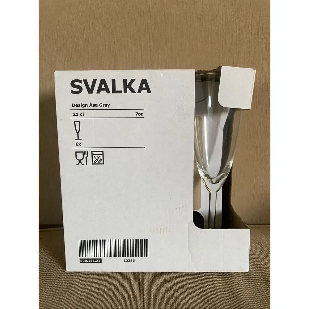 IKEA Set of 6 Svalka Champagne Flute Glasses by Asa Gray 7 oz. Wedding Christmas